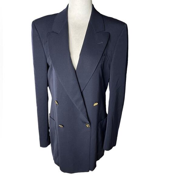 Vintage Valentino Unisex Blazer Jacket Gold Buttons Double Breast Size Large - Picture 2 of 15